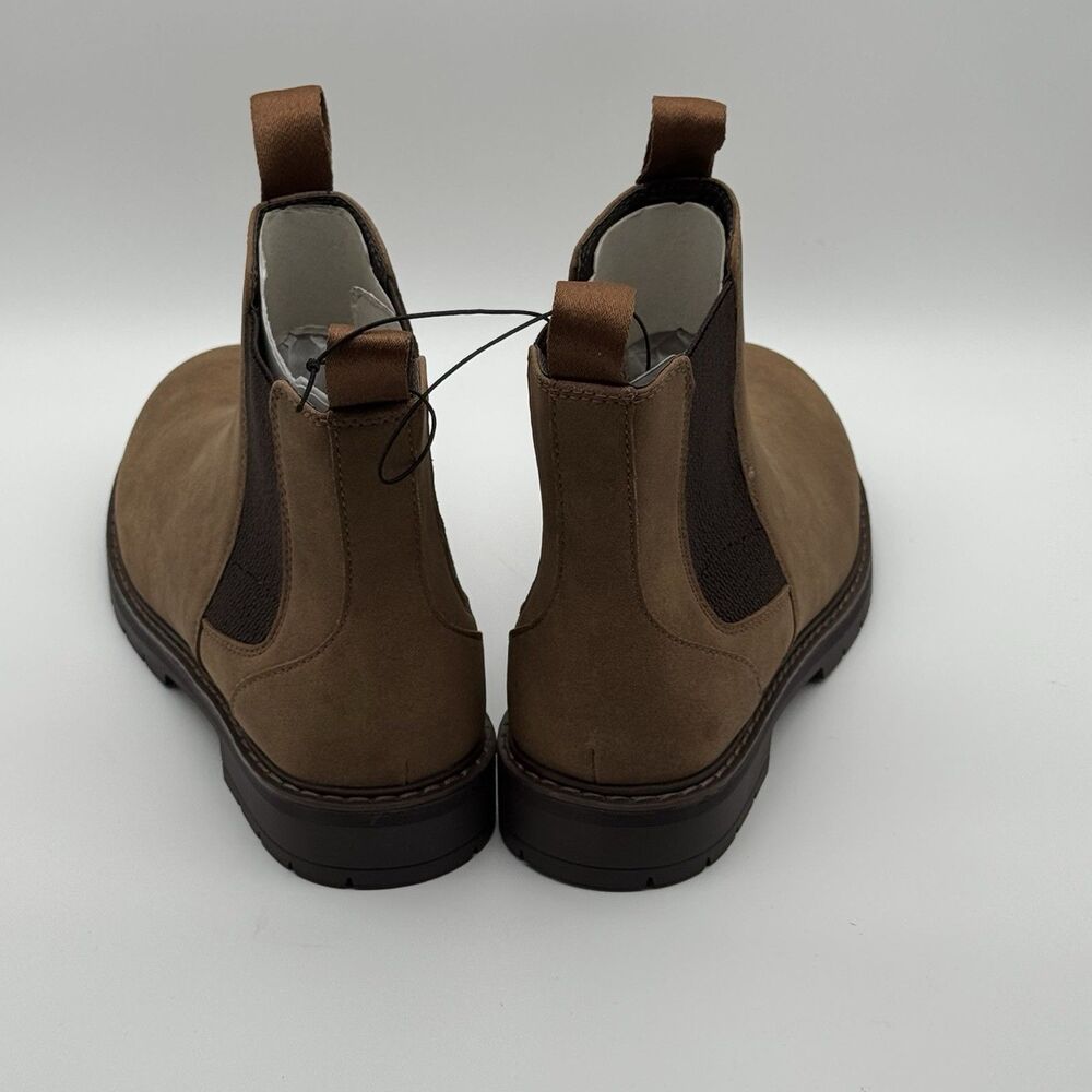 Portland Men’s Brown Chelsea Ankle Boots US 10 W Round Toe Slip-On Pull Tab - Picture 3 of 3